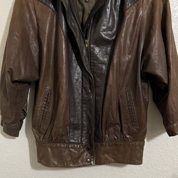 Vintage Gino di Giorgio By Comint Brown Leather Bomber Jacket Coat Size S - Picture 5 of 15